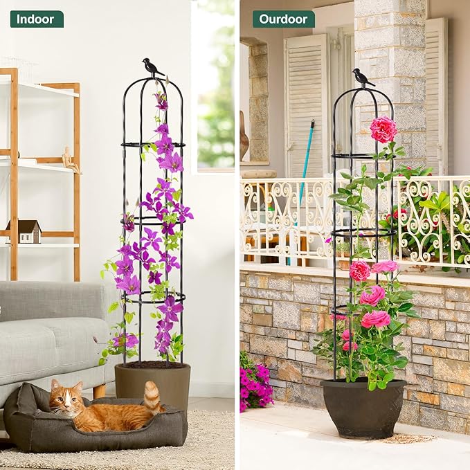 Garden Trellis for Climbing Plant Outdoor, 67" Tall Cucumber Trellis for Pot Raised Bed Climbing Vine Plants Vegetable Pea Bean Tomato Rose Clematis Cucumber Trellis, 2 Pack