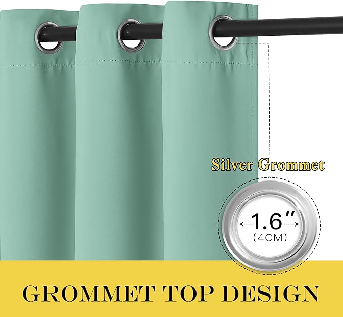 NICETOWN Aqua Blue Blackout Curtains for Bedroom 95 Inch Length - Thermal Insulated Room Darkening Privacy Grommet Window Drapes for Boys Room, Set of 1 Panel, 80 x 95 Inch