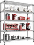 3500LBS 59" W 5 Tier Storage Shelves Rack Metal Wire Shelving Unit, Storage Standing Shelf Organizer for Laundry Bathroom Kitchen Pantry Closet Garage, Chrome 17.7" D x 59.1" W x 70.4" H