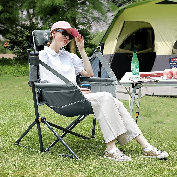 TIMBER RIDGE Hammock Camping Chair with Adjustable Backrest, Heavy Duty Folding Hammock Chair Supports 300lbs, Portable Hammock Chair for Camping, Travelling and Patio, Grey 2 Pack