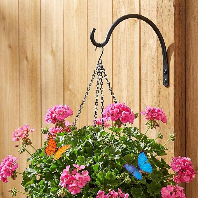Qiang Ni Hanging Plant Bracket Hooks: 8 Inch Wall Plant Hook Planters and Decor - 2 Piece Rust-Resistant and Secure Brackets Maximize Your Outdoor Living Space