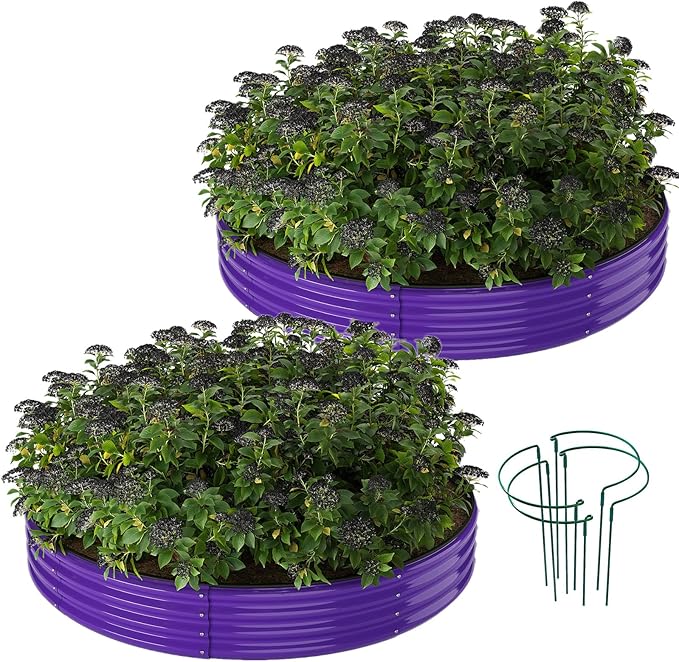 Galvanized Metal Planter Raised Garden Bed Kit for Gardening Outdoor Garden Box Raised Flower Bed 2PC Purple 3X3X1FT