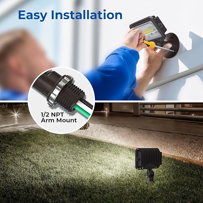 CINOTON 20W LED Flood Lights Outdoor, IP65 Waterproof Exterior Security Wall Lights with 180°Knuckle, 2800LM 120V Outside Aluminum Lighting Fixture for Patio Porch Barn Garage 5000K 2 Pack, UL Listed