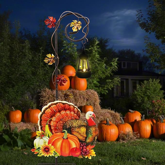 Turkey Garden Metal Stake with Solar Light, Outdoor Solar lamp Decoration, Turkey Solar Lantern for Outdoor Garden Lawn Patio