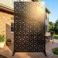 6FT Metal Privacy Screen Outdoor – Decorative Laser Cut Privacy Fence Panel for Patio, Deck & Garden, Rustproof Steel Privacy Divider, Modern Geometric Design, Freestanding Outdoor Privacy Screen