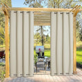 NICETOWN Outdoor Patio Curtain Windproof Double Grommets, Thermal Insulated Room Darkening Top & Bottom Grommets Drape, Waterproof and Better Privacy for Cabana, Beige, W52 x L84, 1 Piece