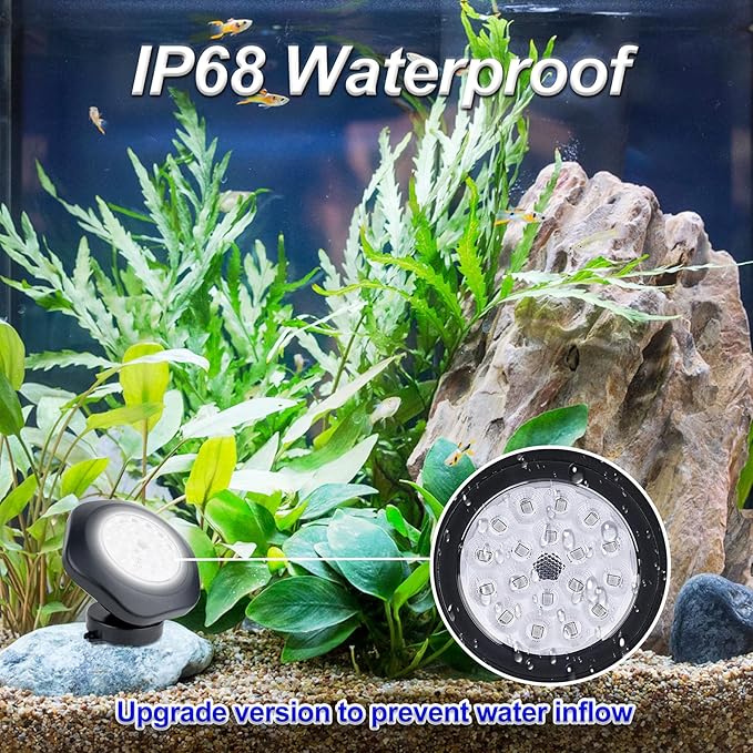Solar Pond Lights, 18 LED Super Bright Underwater Spotlights LED Submersible Pond Light IP68 Waterproof Fountain Lights for Fish Aquarium Tank Garden Yard Pool Decor Cold White (3-in-1)