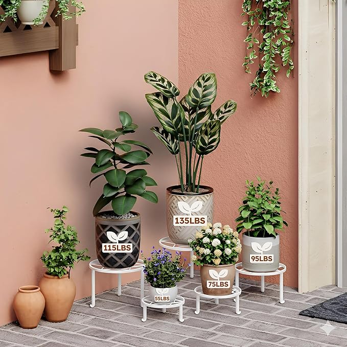 5-Pack Metal Plant Stand for Heavy Potted Plant for Home Indoor and Outdoor Heavy Duty Flower Pot Stands for Multiple Plant for Living Room