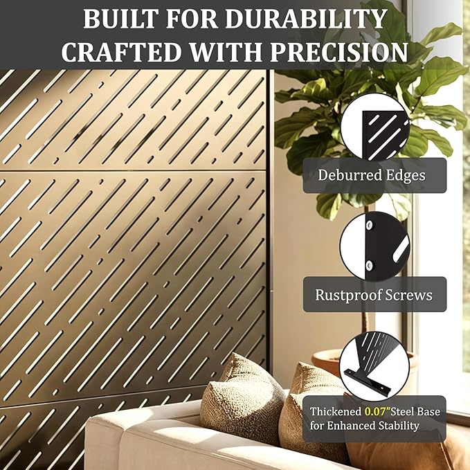 Metal Privacy Screen Outdoor 72x44in (6FT) – Rustproof Steel Decorative Fence Panel, Weatherproof Garden Divider for Patio, Backyard & Balcony, Metal Panels for AC Unit or Trash Bin Enclosure