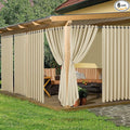 HolidayIdeas Extra Wide Outdoor Curtains for Patio Waterproof, 6 Panels - 110x84 Inches - Weatherproof Privacy Outsides Curtains for Backyard Porch Gazebo, Sunlight & UV Blocking (Cream, Grommet Top)