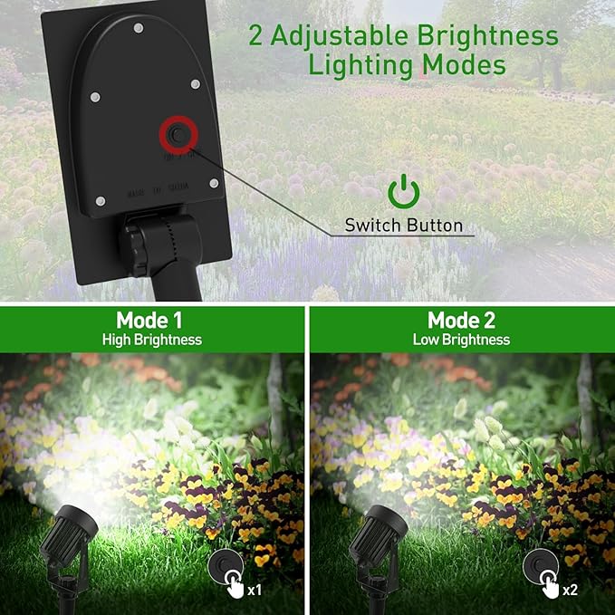T-SUNUS Christmas Solar Spot Lights Outdoor White 6000K IP65 Waterproof 2-in-1 Landscape Spotlights, 9.8ft Cable Separate Panel Auto Dusk to Dawn for Flag Yard Garden Driveway Pathway Garage Halloween