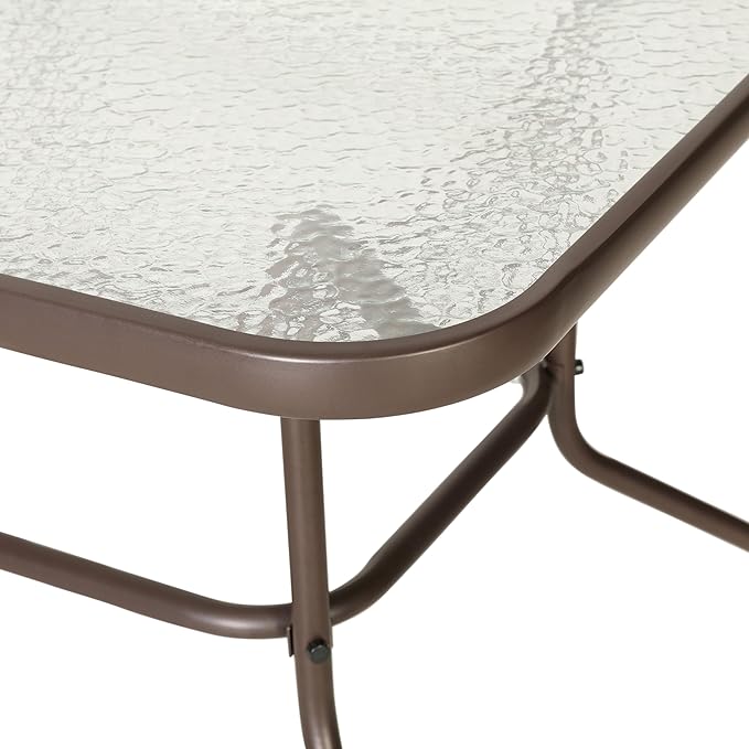 Flash Furniture Tory 31.5" x 55" Rectangular Tempered Glass Metal Table with Umbrella Hole, Bronze