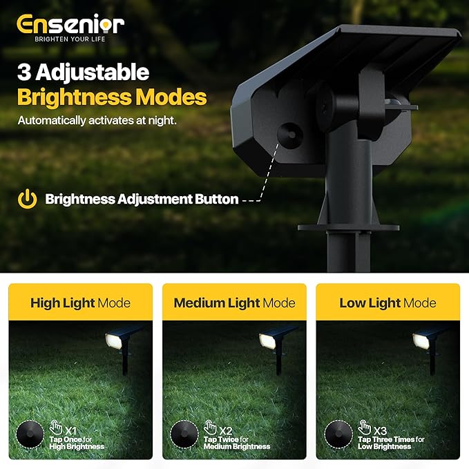 Ensenior Solar Spotlights Outdoor, 56 LEDs Brightness Adjustable 6500K LED Solar Garden Lights, Halloween Christmas Landscape Lighting for Flag/Yard/Pathway, IP65 Waterproof - 6 Pack