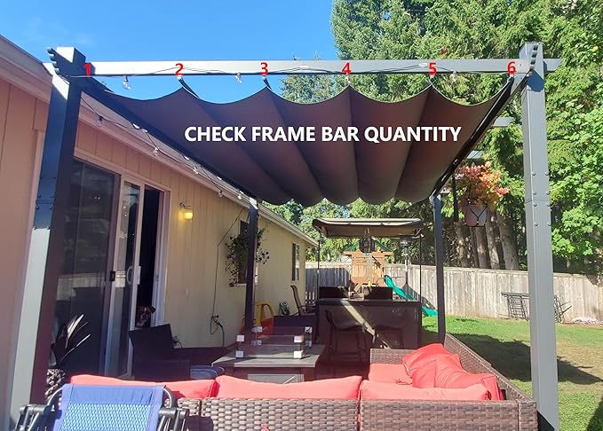 Pergola Shade Cover Replacement Canopy Top Compatible with 10 X 12 ft 6-Bar Pergola Frames - Gray (Canopy Size 116" W x 120" L, Canopy Top Only)