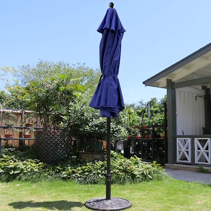 Sunnyglade 9Ft Patio Umbrella Outdoor Table Umbrella with 8 Sturdy Ribs (Navy Blue)