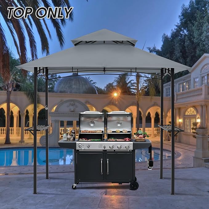 MASTERCANOPY Grill Gazebo Replacement Canopy Top for Model L-GG001PST-F (Gray)