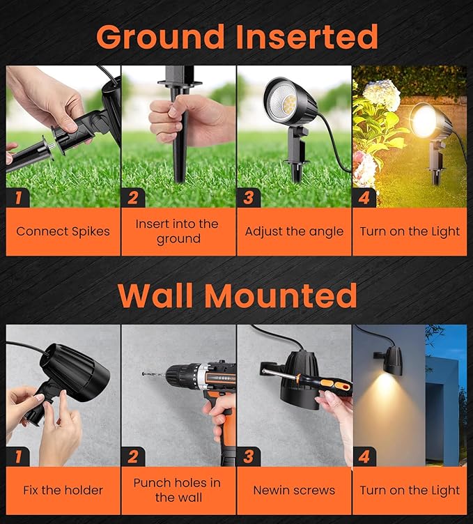 MEIKEE 7W 800LM Low Voltage Landscape Lighting, 12V 24V 2700K Warm White LED Landscape Lights IP66 Waterproof Outdoor Spot Lights for Garden Pathway Wall Tree Fence 2-Pack