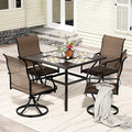 LEVELEVE 5 Piece Outdoor Patio Dining Set with 4 Swivel Dining Chairs & 1 Large Round Dining Table,Bistro Furniture Set for Lawn, Garden, Deck, Backyard and Porch
