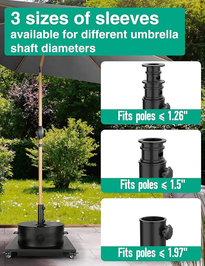 QZER Umbrella Pole Mount Stand Tube, Universal Umbrella Stainless Steel Tube Base Replacement Parts,Heavy Duty Umbrella Base Stake Holder,Umbrella Base Holder Tube Bracket for Garden Backyard Balcony