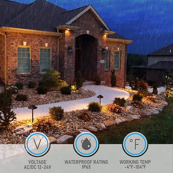 LEONLITE 5CCT Low Voltage Pathway Lights, 12-24V LED Landscape Path Light, 1800/2700/3000/4000/5000K, Double Layer, CRI90, IP65 Waterproof Landscape Lighting, Aluminum, Oil Rubbed Bronze, Pack of 6