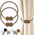 Hion Magnetic Curtain Tiebacks Dark Brown 2pcs, Curtain Tiebacks Buckles Holdbacks Holders Hooks Clip for Home Bedroom Office Decorative Curtain
