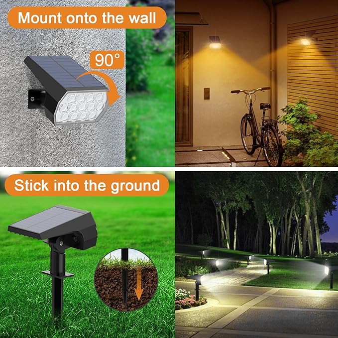 WELALO Solar Color Changing Spot Lights Outdoor, Waterproof Solar Halloween Lights, 7 Modes Multicolor RGB Landscape Spotlight for Garden Yard Driveway Lawn Patio Pathway Christmas Decorations 2 Pack