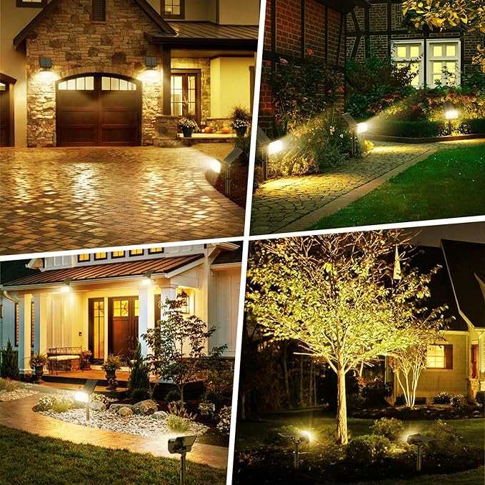 102 LED Solar Spot Lights Outdoor Waterproof IP65, Adjustable Landscape Spotlights, [2 Pack/4 Modes] Auto On/Off Solar Powered Flood Lights for Outside Yard Garden Wall Pathway (Warm White)