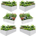 A ANLEOLIFE Set of 6, 18 Inch Tall Antique White Raised Garden Beds Kit, Rectangular & Square Planters for Organized Backyard Gardens