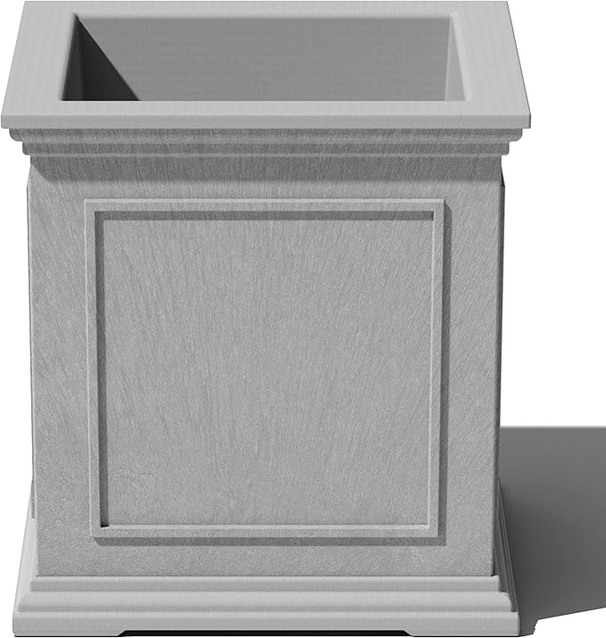 Veradek Brixton Series Cube Plastic Planter - Square Planter for Indoor or Outdoor Patio/Front Porch | Durable All-Weather Use w/Drainage Holes | Classic Estate Design for Flowers, Tall Plants, Trees
