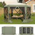 13x13FT 6-Sided Pop Up Gazebo Tent，One-Push Setup Canopy Tent with Removable Canopy Top & Wind Cloths, Outdoor shelter for Camping, Backyard Parties, Outdoor Events - Army Green