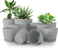 Utopia Home - Plant Pots Indoor with Drainage - 7/6.6/6/5.3/4.8 Inches Home Decor Flower Pots - Pack of 10 Plastic Planters for Indoor Plants, Cactus, Succulents Pot - Grey