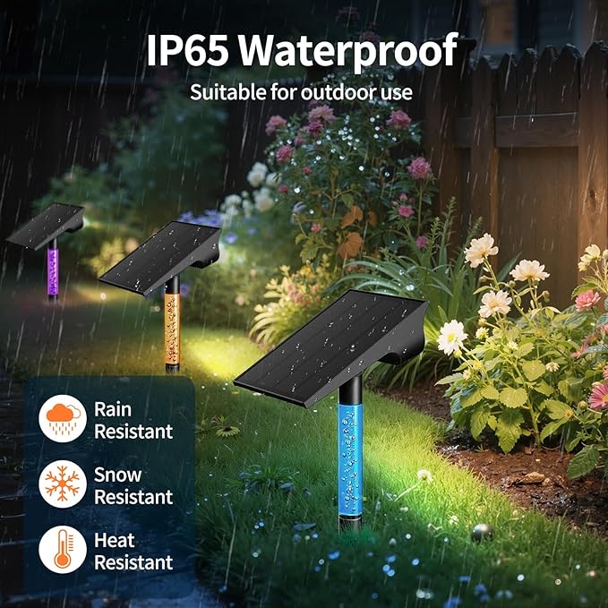 intelamp Solar Spot Light Outdoor Waterproof, 4000mAh RGB + 3 Color LED Landscape Flood Lighting Spotlights for Camping Garden Yard Tree Flag Wall Patio Halloween Christmas Decor with Remote