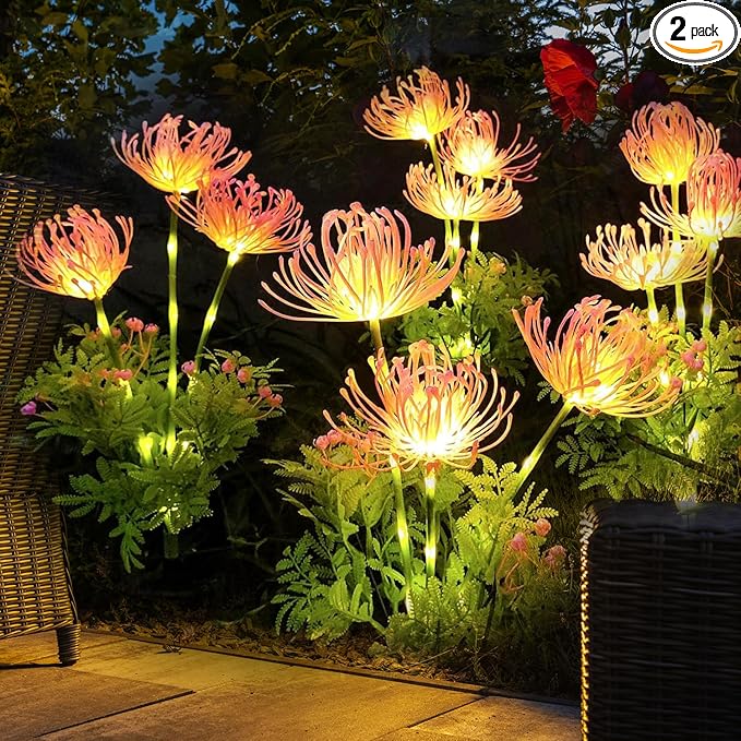 Solar Garden Lights Glowing Flowers & Stems, Outdoor Garden Decoration, Yard Decor