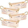 Wooden Planter Box with Handle I Rustic Whitewash I Plastic Liner l Garden Decor l Restaurant and Wedding Decorations l Table Centerpiece (12x4 w Handle Set of 4, Whitewash)
