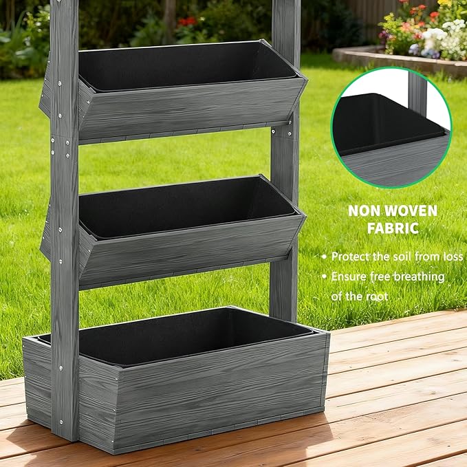 DoCred Vertical Wooden Raised Garden Bed, 5 Tier Upgraded Garden Planters Freestanding Wood Plant Stand Flower Rack Wooden Planter Box for Plants Herbs Flowers Vegetables Outdoor Indoor
