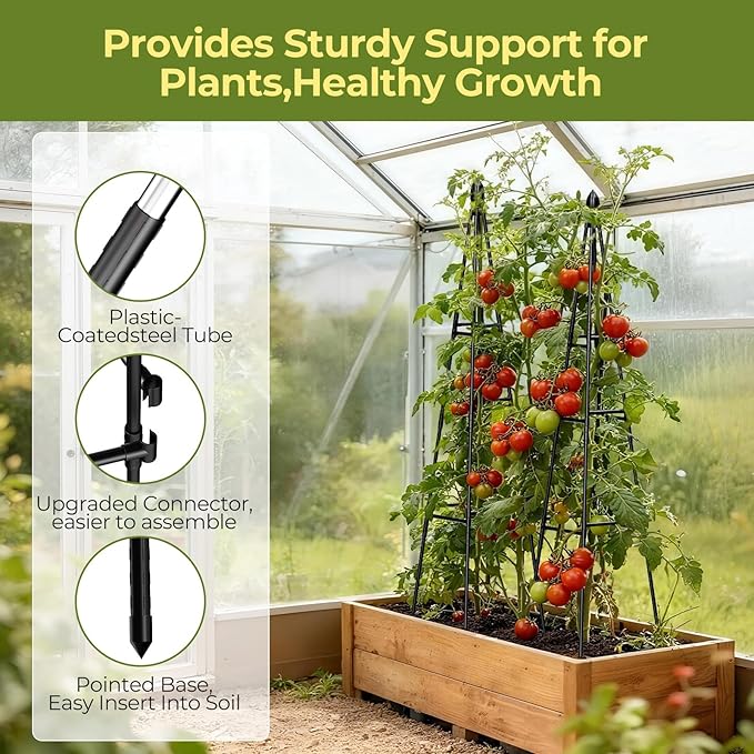 2 Pack Garden Trellis for Climbing Plants Outdoor,68" Tall Cucumber Trellis Garden Obelisk Trellis Rustproof Plants Support with Adjustable Heights for Indoor Potted Plants, Vines, Vegetables