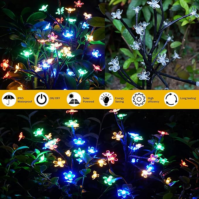Solar Garden Lights Outdoor,Solar Lights Outdoor Decorative Waterproof for Outside 6Pack, 120Led Solar Flowers Garden Decor, Yard Pathway,Patio Fairy Decorations,Gardening Gifts for Women Mom