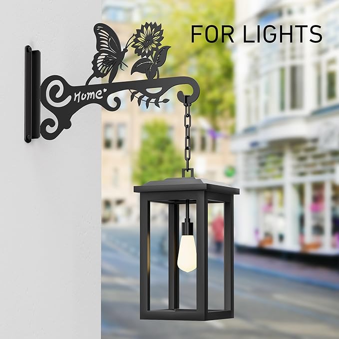 Metal Plant Hooks (2-Pack) - Decorative Wall Hangers with Butterfly Design for Indoor & Outdoor Use - Hanging Brackets for Plants, Flower Baskets, Bird Feeders, Lanterns - Patio, Garden, Home Decor