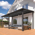 AECOJOY 8' x 16' Outdoor Hardtop Metal Gazebo for Patio, Large Lean to 16'x8' Galvanized Steel Wall Mounted Pergolas and Grill Gazebos Clearance, Patio Roof Heavy Duty Pergola Awnings for Decks