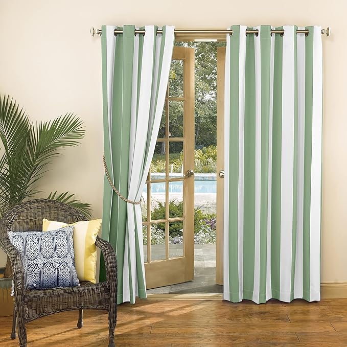 Sun Zero Valencia Cabana Stripe Indoor/Outdoor UV Protectant Energy Efficient Grommet Curtain Panel
