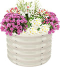 17" Tall Elevated Round Metal Rised Garden Bed- 2'x2' in Size and 0.8MM Thick Durable Planter Box for Vegetables Flowers Succulent at Patio/Garden Outdoor (White, 2FT Diameter)