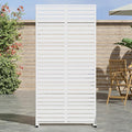Casaphoria Metal Privacy Screen Outdoor, 72" H x 35" W Freestanding Decorative Privacy Screen for Patio Deck Balcony Garden with Stable Base, White-Louvered