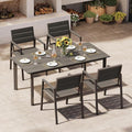 Outdoor Dining Set for 4, Aluminum Patio Table and Chairs Set with Umbrella Hole, 5 Piece HDPS Outdoor Furniture Set for Patio, Garden (Charcoal)