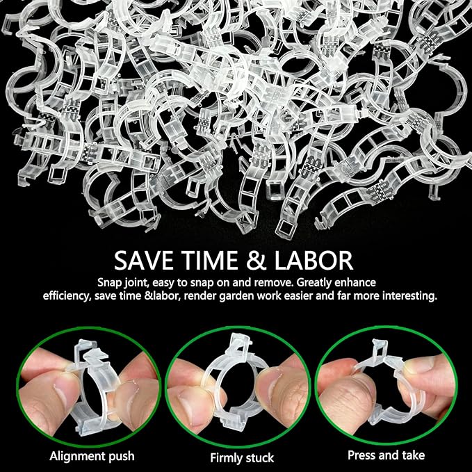 Piteno® 300Pcs Tomato Clips, Plastic Trellis Clips, Plant Support Clips, Grape Vine Tomato Vine Vegetables Plants Garden Support Clips to Grow Upright Makes Plants Healthier