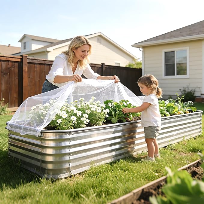 2 Pack Garden Netting for Raised Beds, 74.8" x 39.3" x 19.6" Garden Bed Insect Bird Netting Cover, Raised Garden Bed Plant Cover Mesh Pest Barrier Screen for Protecting Vegetables Fruits Flowers