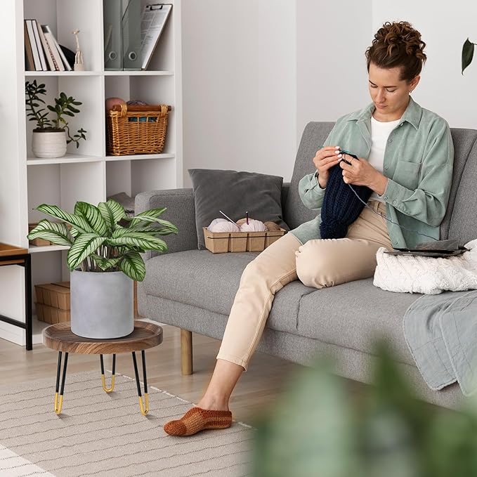 Plant Stand Indoor Outdoor, Mid Century Style Walnut Wood Color Plant Stand,Waterproof Design Modern Plant Table,Easily Assemble Come With Tools,Nice For Room Decor (M)