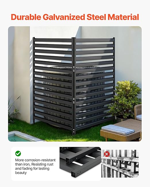 VEVOR Metal Privacy Screen, 38" W x 60" H Freestanding Modern Privacy Fence, Garden Divider Panel with Extended Ground Stakes & Panel Height Adjustable, Freestanding Outdoor Divider for Garden, Indoor
