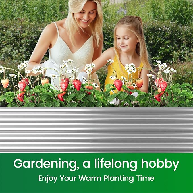FRIZIONE 3pcs Tall 4x2x1.5ft Galvanized Raised Garden Bed Outdoor,Steel Garden Bed for Vegetables,Above Ground Garden Box for Flower,Metal Raised Beds for Gardening