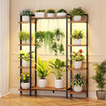 C1 Plant Stand Indoor with 6 Grow Lights, 6 Tiered Large Metal Plant Stand, 55 Inches Tall Plant Shelf with Hooks, Plant Holder Display Shelves for Patio, Garden, Living Room, Balcony