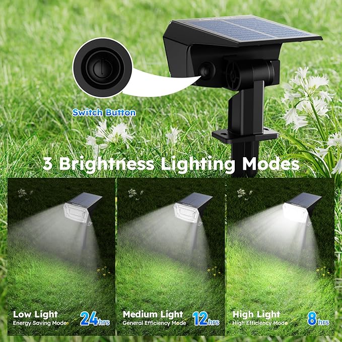 TECKNET Spot Lights Outdoor with 59 LED, 4 Pack Solar Lights Outdoor Waterproof IP65, Auto On/Off Solar Spot Lights, 3 Lighting Modes Solar Powered Garden, 2-in-1 Solars Landscape Light (Cool White)